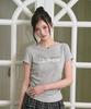 THE GREEN LAB Studded Graphic Shirred Short Sleeve Tee [Melange Gray]