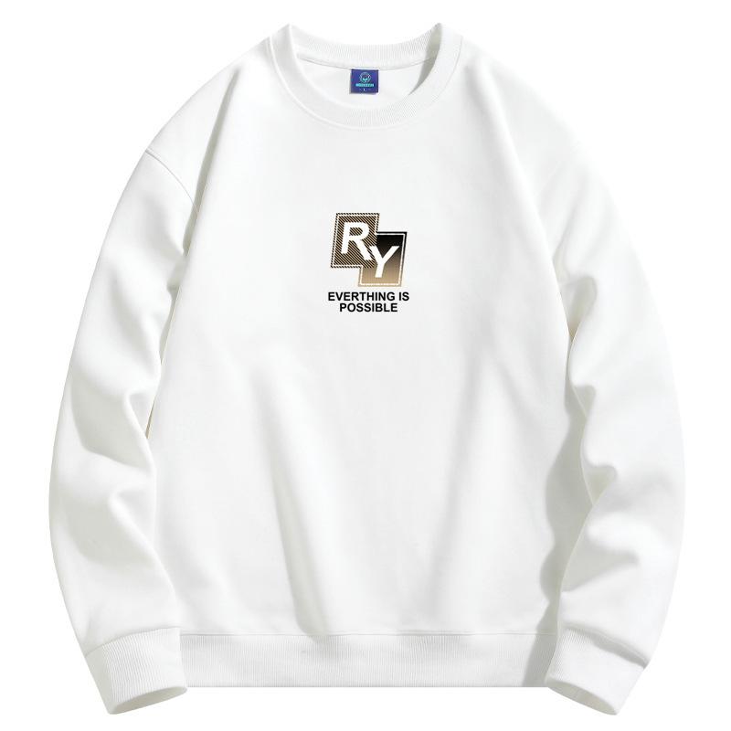 

Мужская толстовка с круглым вырезом и узором RY, модная повседневная толстовка с длинным рукавом большого размера XXXL белый