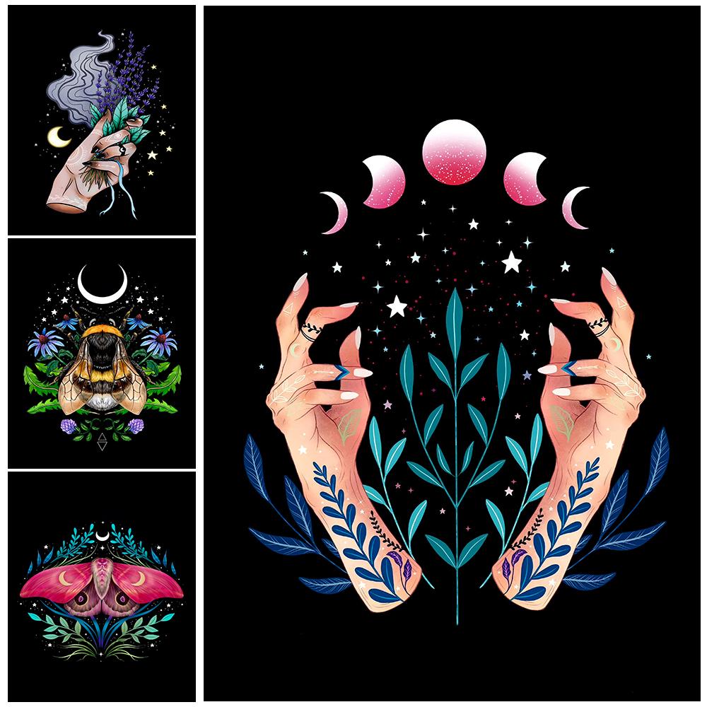 

Женщина-демон, проклятие, настенная живопись, картина маслом, украшение, постер с изображением солнца и луны, мотылька и гравюра, искусство для гостиной 21cm×30cm NoFrame