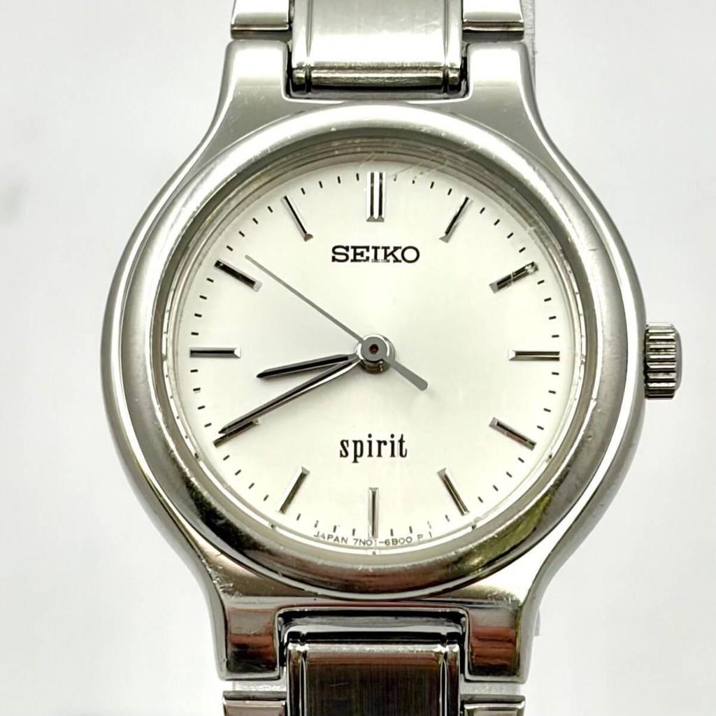 Used [New Battery] SEIKO SPIRIT Ladies Watch Silver 7N01-6A80 420029 Genuine Belt