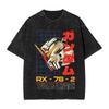 Harajuku Washed Shirts MOBILE SUIT GUNDAMs Manga Anime Merch Retro T Shirt Oversize Streetwear Cotton Tee Shirt