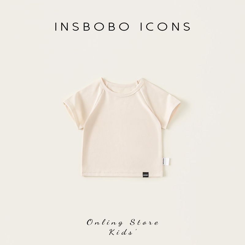 Insbobo Girls  Short-Sleeve 2026 Early Summer Outfit, Baby Girl T-Shirt, Children s Summer Clothing, Girl s Top, Baby Clothing, Thin Rice White 100