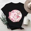Cartoon Cute Hamster Cartoon Cute Hamster Baby Round Neck Big Size Round Neck Black T-shirt Woman Tops