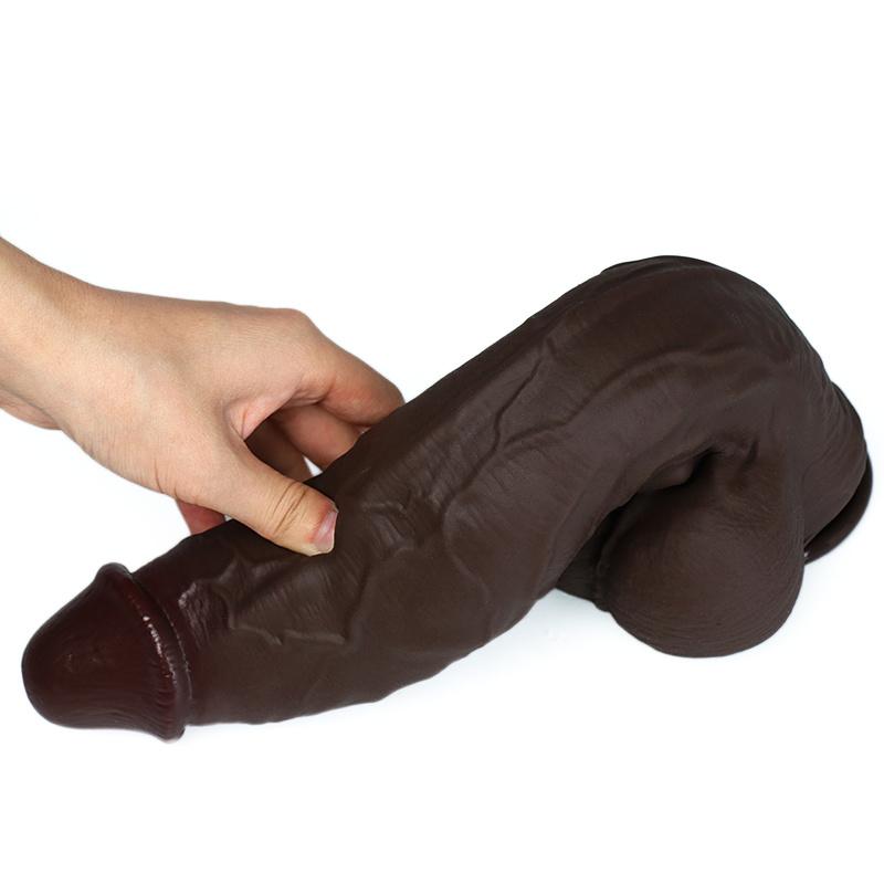 Coffee Realistic Liquid Silicone Dildo, XL Size, Strong Suction Cup, Soft Body-Safe Silicone, Waterproof, Discreet Packaging