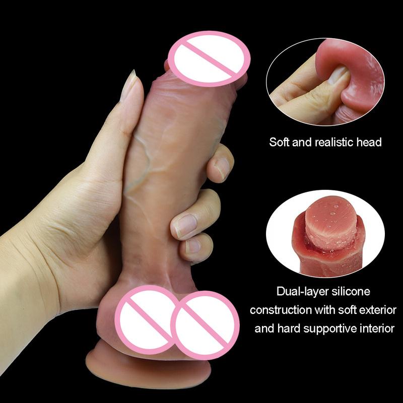 Super Realistic Dildo Dual-Layer Liquid Silicone Dildos Sex Toys For Women G-Spot Masturbation Realistic Penis Huge Consolador