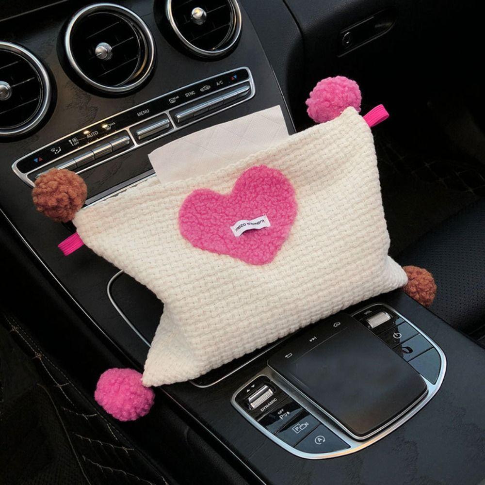 

Вязаный держатель для салфеток Love Knitted, плюшевая коробка для хранения салфеток в форме сердца, украшение для дома розовый