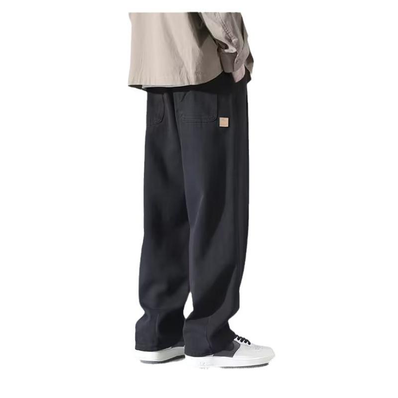 New Summer And Autumn Trendy Straight Sports Casual Pants Youth Fashion Solid Color Trousers Loose Nine-point Overalls For Men