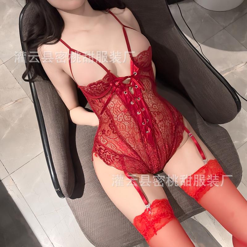 Sexy Lingerie Sexy Purple Perspective Suspender onesie Hot Hollow Couple Flirting Pajamas Uniform