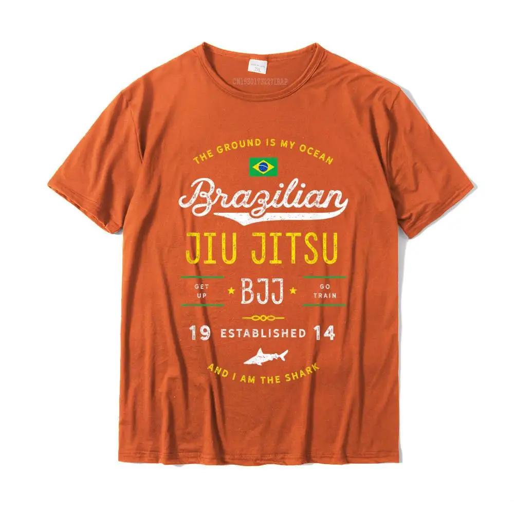 Summer Men's BJJ Jiu-Jitsu Ocean Shark Pattern Printed T-shirt, 100% Cotton Loose, Comfortable and Trendy Clothing