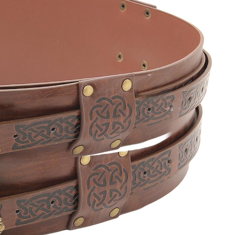 Middle Ages Waistband Perfect for Costume Parties Gatherings Cosplay Embossed Belt Wide Belt Brown Waistband for LARP