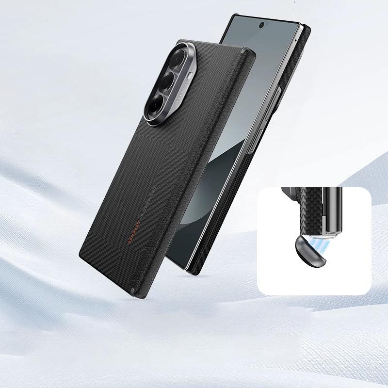 DEFENSE Kevlar Hülle für Samsung Z Fold 7 Kohlefaser Kabelloses Laden Rückseiten Hülle für SAMSUNG Z FOLD 7