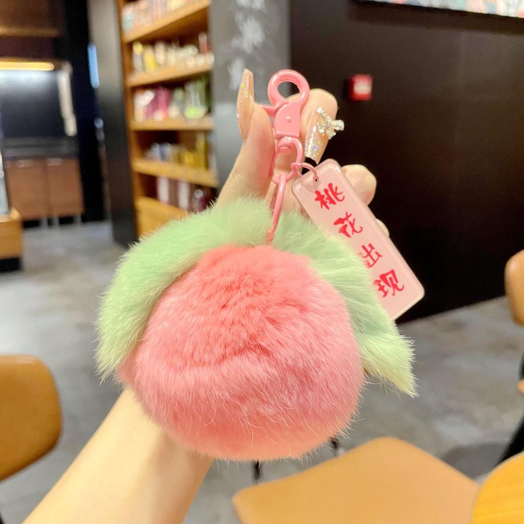 Real Rex Rabbit Hair Good Persimmon Happens Small Persimmon Pendant Everything Ruyi Persimmon Ruyi Plush Bag Pendant Keychain