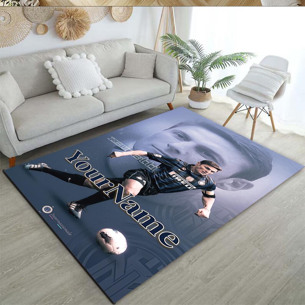 Inter Milan Personalized Text Area Rug Suitable for Playrooms Kitchen Balcony Foyer Antislip Carpet Decorate Offices Best for Christmas