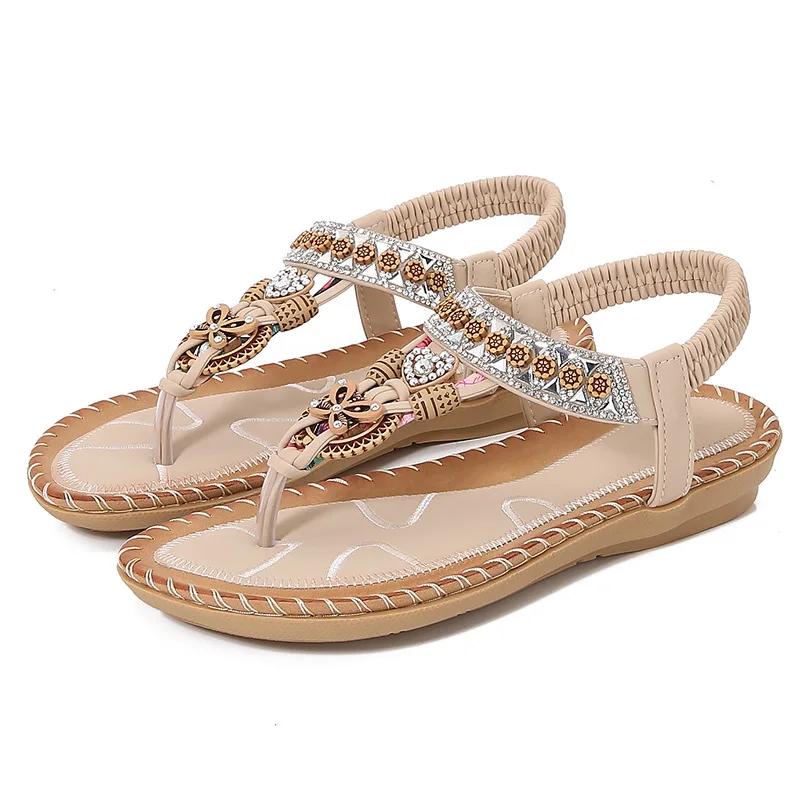 

Fashion Women Sandals Plus Size 36-43 Shoes for Women 2025 Summer Fashion Rhinestone Platform Flats Comfortable Sandalias De Mujer 43 абрикосовый