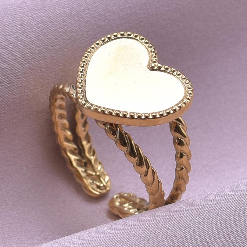 Klassisk Retro Öppningsbar Justerbar Ring Oregelbunden Geometri Hjärta Ellips Vattendroppe Glänsande Rostfritt Stålringar Semesterpresent