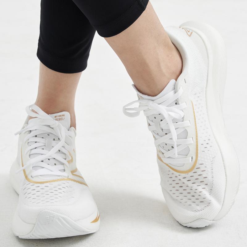 New Balance Women's FuelCell Rebel V3 'White Gold Metallic' Women's Sneakers WFCXMW3