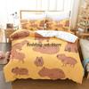 Kawaii Capybaras 3D Bedding Set Single Twin Full Queen King Size Soft Duvet Cover Anime Bed Sheet Set for Adult Kids