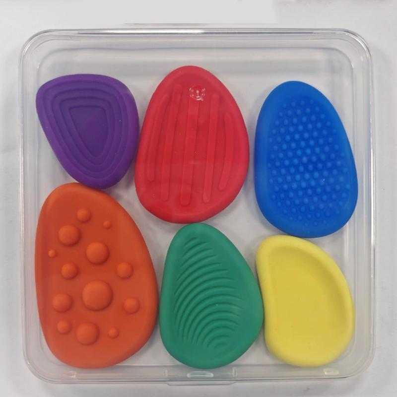 Fidget Toys Adults Sensory Silicone Stone 6 Pack Textured For Autism Kids Calming Down Fidget Stress Relief Toys