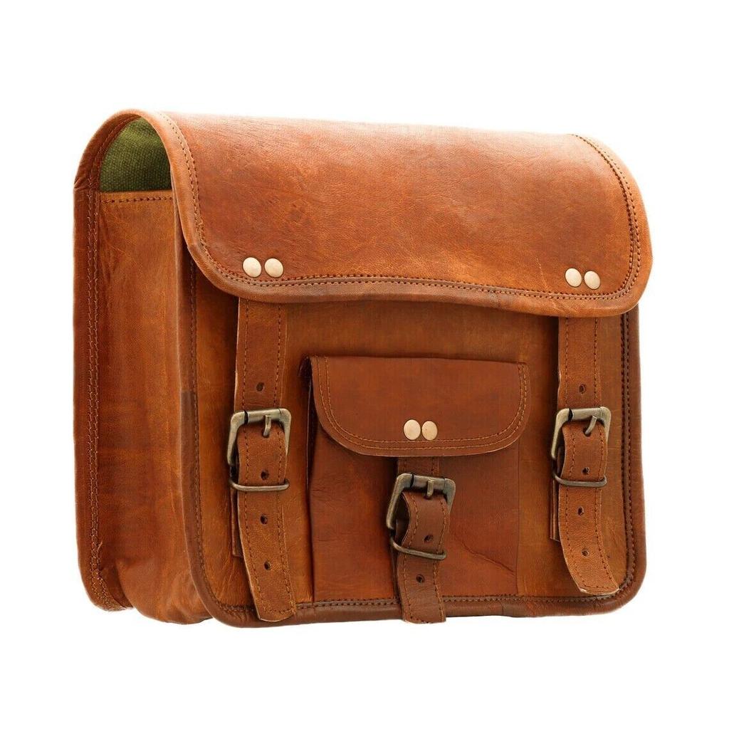 Brašny na sedlo Motocykl Dvě tašky Boční pouzdro Hnědé kožené 2 brašny Nově