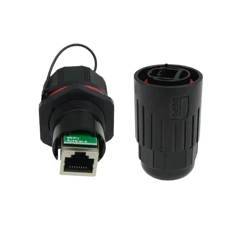 WEIPU RJ45F6 RJ45F71 RJ45F71RA Industrial Waterproof RJ45 Connector CAT6 Data Transfer Plug Socket Panel Mount Signal Adapter