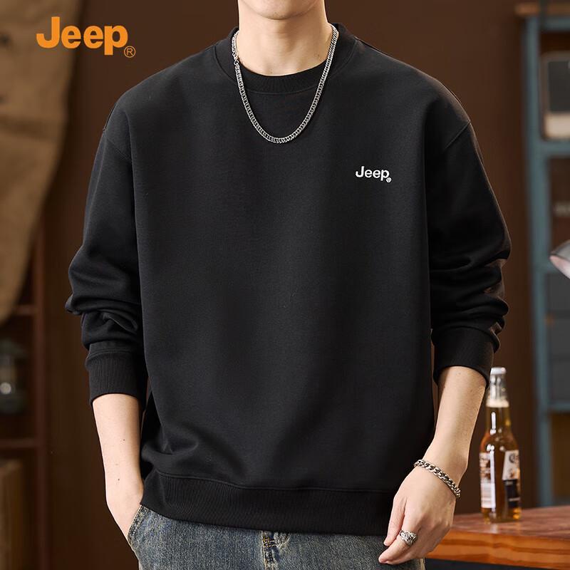 Jeep Men's Casual Embroidered Crew Neck Sweatshirt