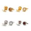Vintage Styles Round Cufflinks with Cubic Zirconia Stones for Men In Formal and Social Event
