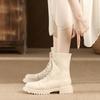 White Martin Boots Autumn Women's Single Boots New Thin Boots Women's Medium Boots Thick-soled Short Boots