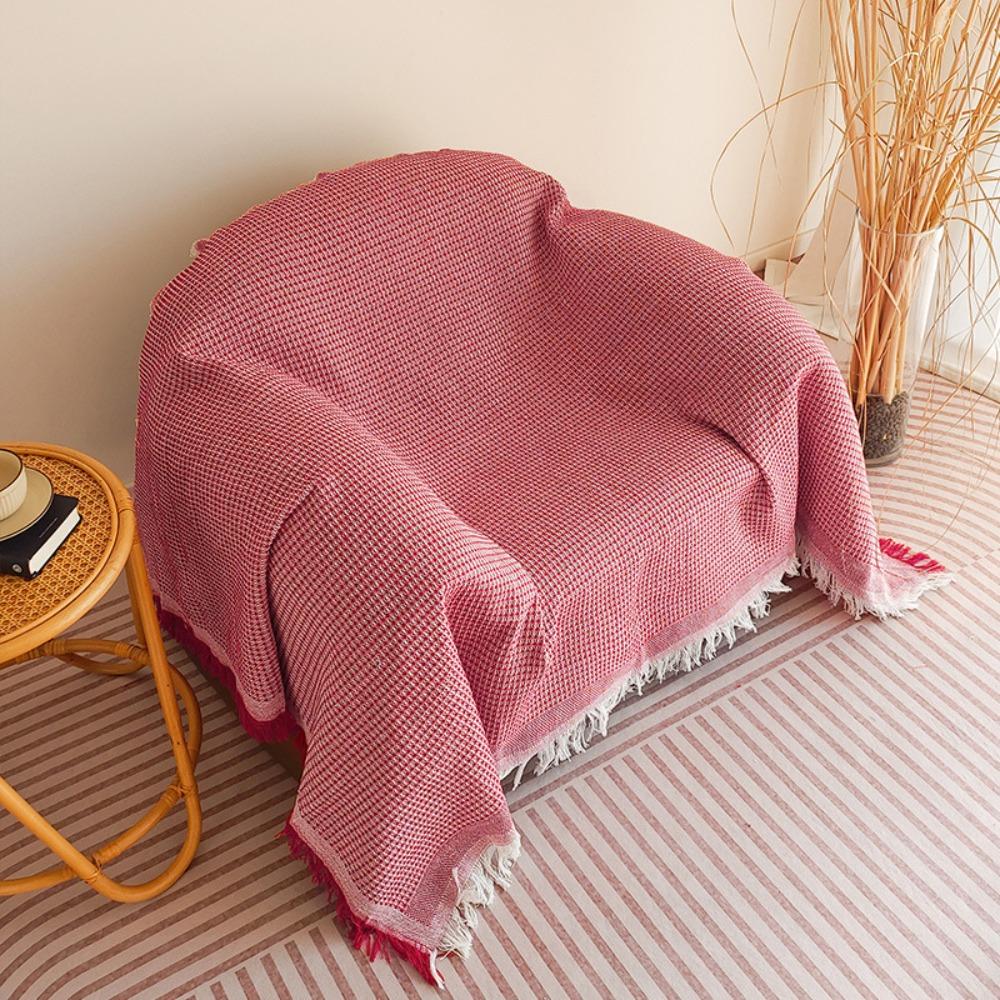 Minimalist Single Sofa Throw Blanket American Farmhouse Style Solid Color Dustproof Full Coverage Sofa Cover