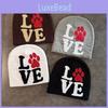 Letter Dog Paw Pattern Neutral Casual Warm Knitted Hat For Fall And Winter