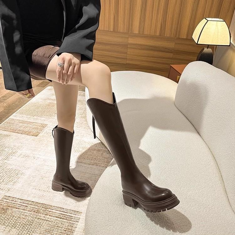 But knee knight boots long boots women's new platform Martin boots high 2025 autumn and winter v-mouth western boots