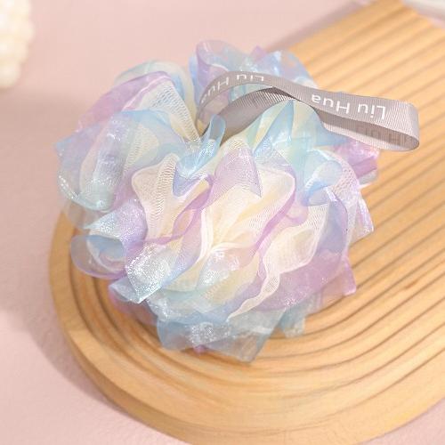Dreamy Dazzling Color Bathing Flower Foaming Sponge Bubble Wisp Body Exfoliating Shower Flowers Mesh Ball Body Wash Skin Cleaner