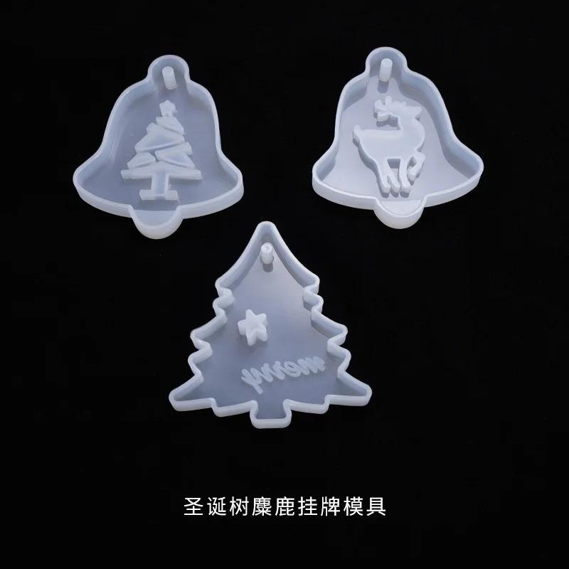 1PCS DIY Crystal Epoxy silicone mould Christmas Tree Elk Pendant Bag Ornament Decoration Silicone Mold