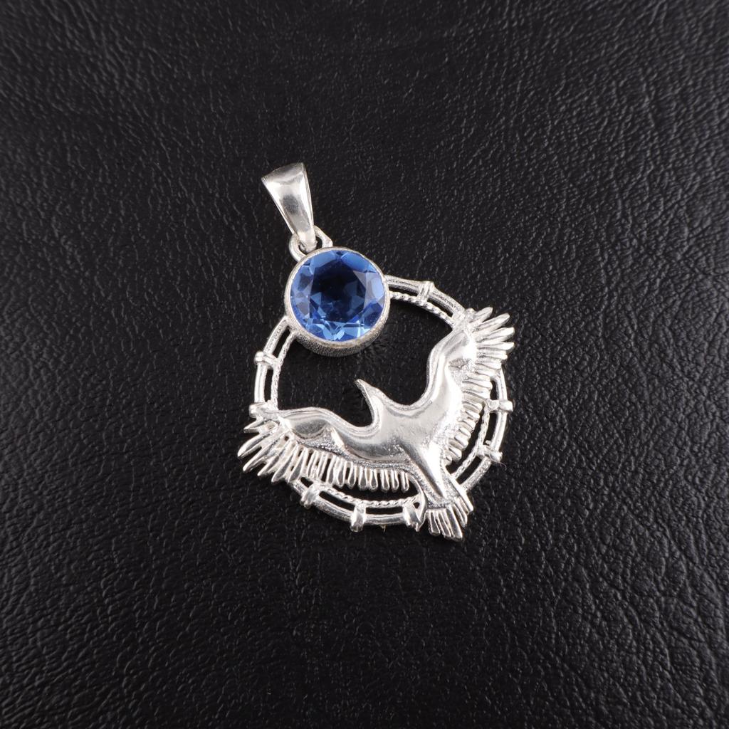 Tanzanite Gemstone 925 Sterling Silver Jewelry Handmade Pendant 1.43" For Gift CP-38-6