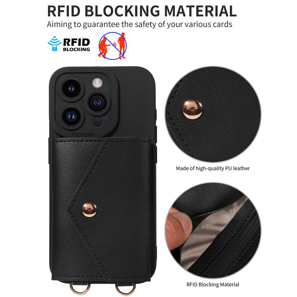 Faux Leather Phone Case for IPhone17 16 15 14 13 12 11 X XS XR 8 7 6 E Pro Max Plus Mini Wallet Protective Cover with Lanyard