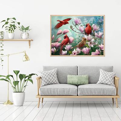 5D-Diamantgemälde zum Selbermachen, Vögel und Blumen, Kreuzstich-Set, volle Diamant-Stickerei, Mosaikkunst, Bild von Strasssteinen, Dekor, Geschenk