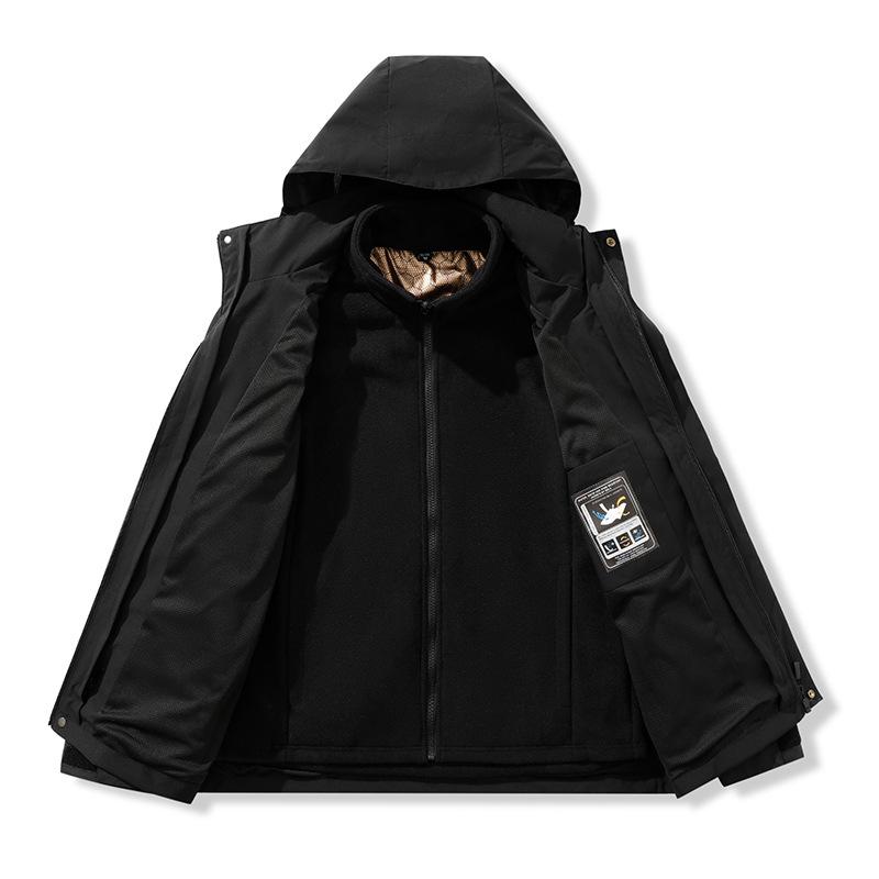 Winter Thickened Three-in-One Couple's Windbreaker Sports Jacket Three-Proof Detachable Outdoor American Workwear Jacket for Men