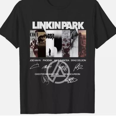 26 Linkin Park Logo Rock Band Firma Maglietta TEE Nuova Maglietta Nera Taglia Completa S-5XL Maglietta Unisex