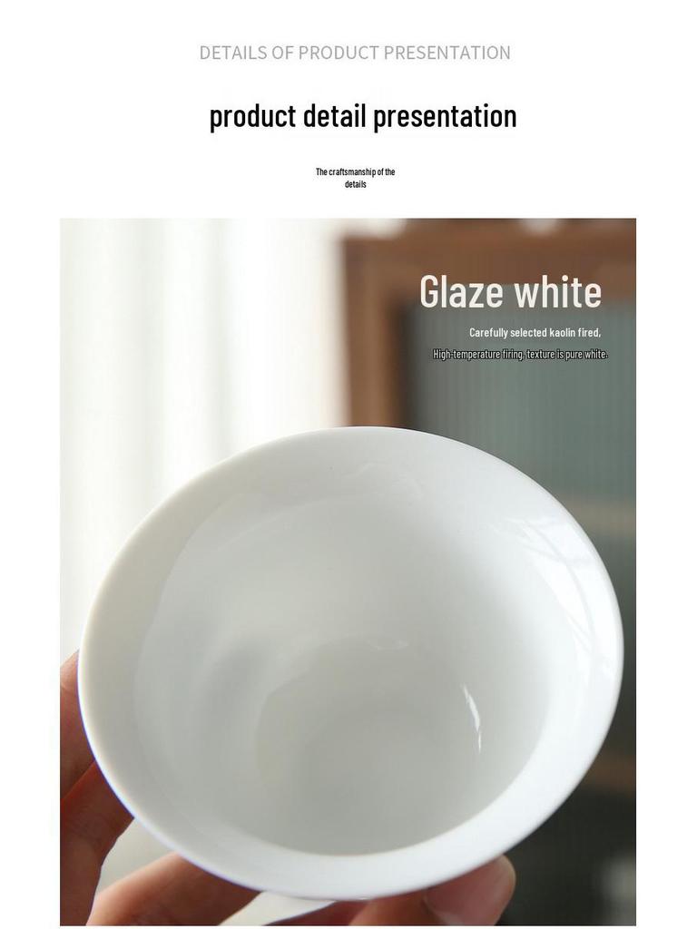 Dehua White Porcelain Travel Kung Fu Tea Set with Bag: 1 Bowl, 4 Cups, Glass Quick Cup, Gift Option, Customizable Logo.