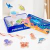 Montessori Wooden Fishing Toys For Children Marine Life Cognition Fish Games Parent-Child Interactive Educational Toy