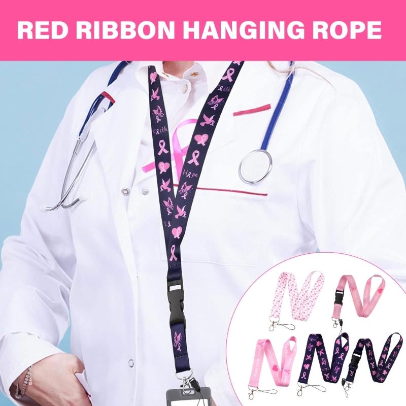 5pcs Support Phone Holder Ribbon Lanyard Neck Strap Quick Release Buckle for Keys and Phones Awareness Accessories