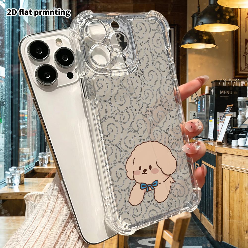 Phone Case: 2D Flat, Suitable for iPhone 18 17 16 15 14 13 Pro, Transparent Corners Protective Case, Teddy Puppy, Christmas and Halloween Gift