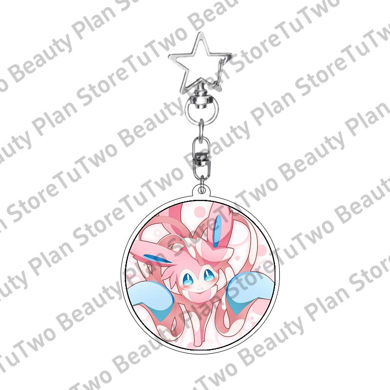 Girly Heart Acrylic Anime Sylveon Espeon Glaceon Eevee Cartoon Keychain Key Chains Keyrings Jewelry Fans Gifts Accessories Toys