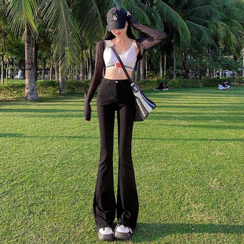 Jeans for Women In Autumn and Winter, High Waist and Belly Slimming Horseshoe Pants Lift Hips and Bell-bottom Pants for Women In Autumn and Winter