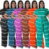 MY988 Plus Size Womens Knit 2-Piece Set With Ribbed Crew Neck Adjustable Tie Detail Casual Outfit In Multiple Colors