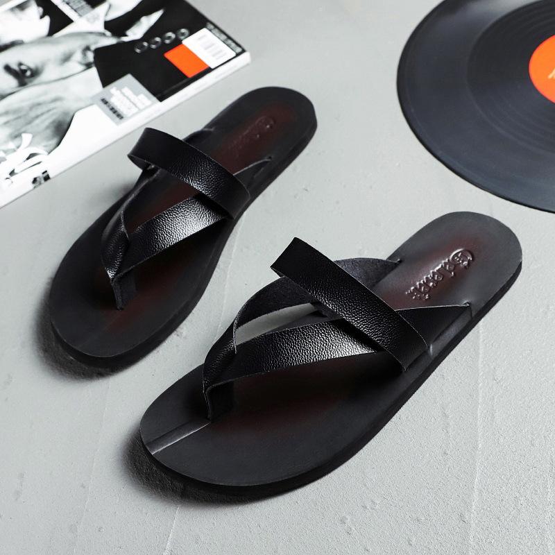 

Fashion Comfortable Breathable Leather Flip Flops for Women and Men Summer Sandals 39