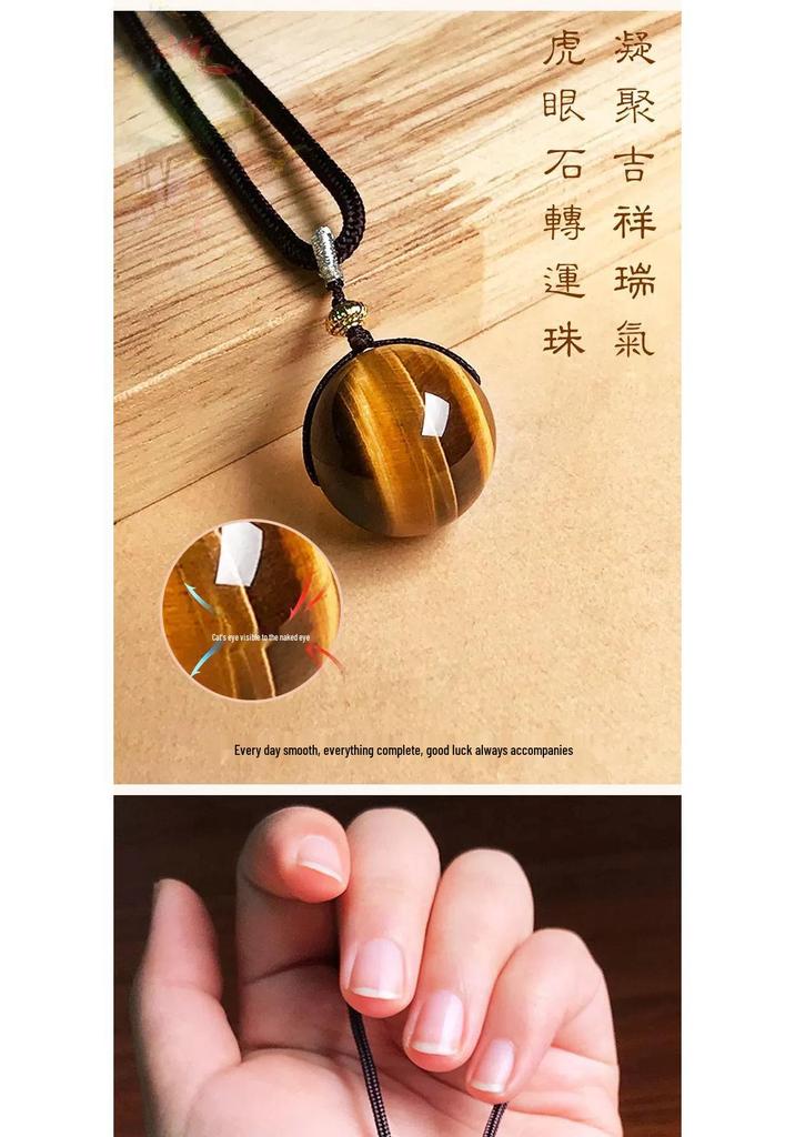 Tiger Eye, Obsidian & Amethyst Pendant Necklace – 16MM for Men