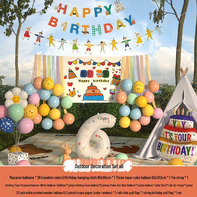 Xiaohongshu První narozeninová kempingová párty Balónky a banner pro děti