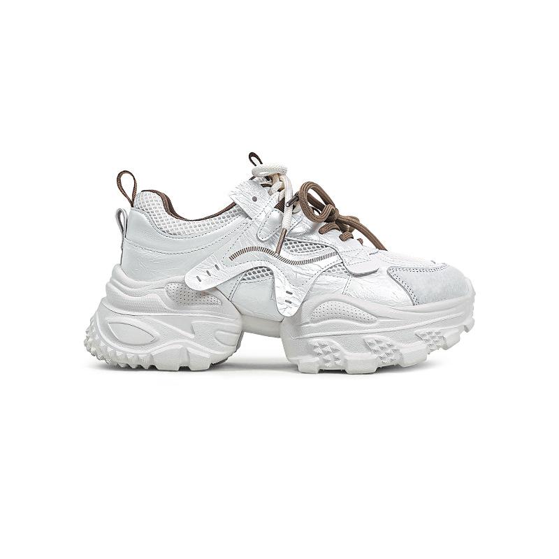Pigskin version~ Korean version of niche delicate thick sole increases by 7CM~ Daddy shoes women's 2025 new trendy casual shoes
