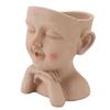 Men Face Flower Pot Hand Painting Resin Men Head Flowerpot Decorative Funny Succulent Flowerpot with Drain Hole for