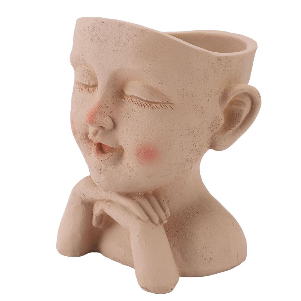 Men Face Flower Pot Hand Painting Resin Men Head Flowerpot Decorative Funny Succulent Flowerpot with Drain Hole for
